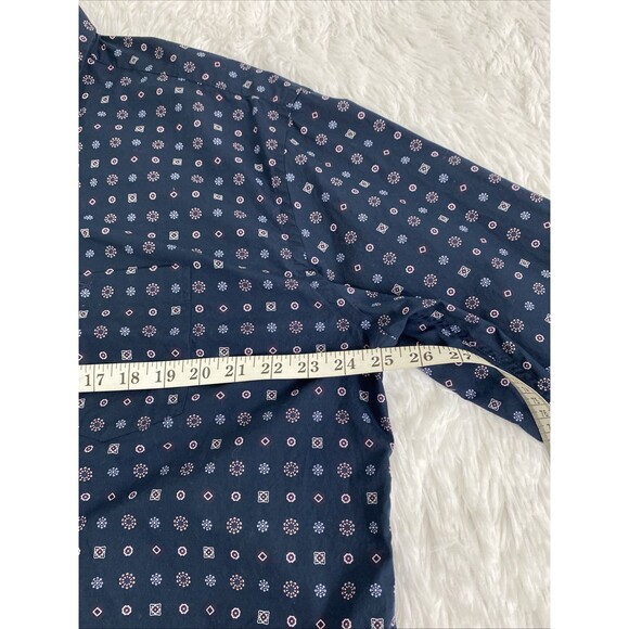 Paul & Shark Yachting Button Down Shirt Men's Size XXL Blue Diamond Print Long - Picture 8 of 13